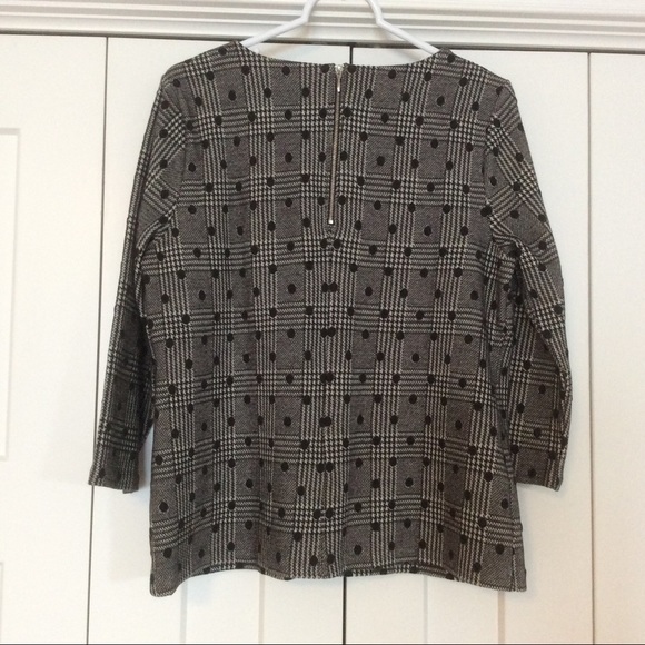 Talbots Black & White Plaid Top w/ Polka Dots - LP - Picture 2 of 11